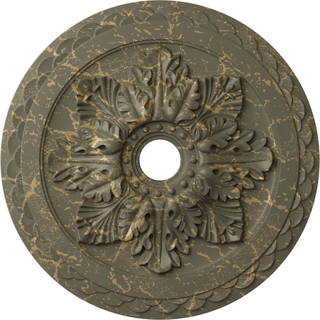 Ekena Millwork Bordeaux Deluxe Ceiling Medallion (Canopies up to 4"), 23 5/8"OD x 3"ID x 2"P, Witch Hazel Crackle CM23BOWHC